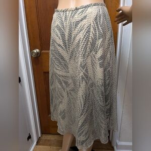 Silk Cream Skirt with Spotted & Striped Design Size 14 Talbots